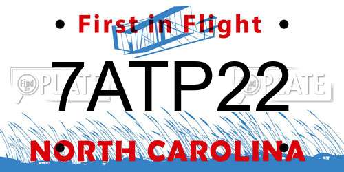 7ATP22 North Carolina License Plate