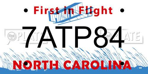 7ATP84 North Carolina License Plate