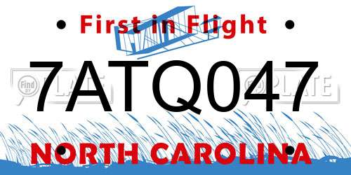 7ATQ047 North Carolina License Plate