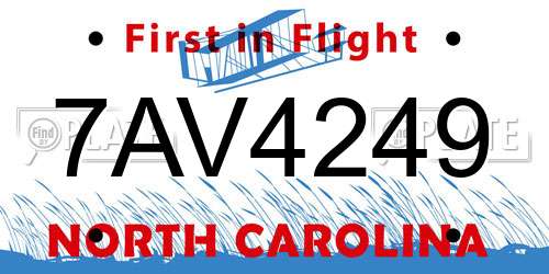 7AV4249 North Carolina License Plate