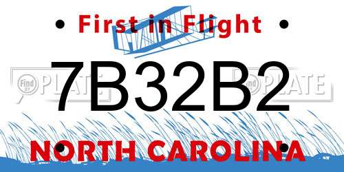 7B32B2 North Carolina License Plate