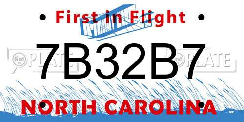 7B32B7 North Carolina License Plate