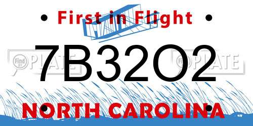 7B32O2 North Carolina License Plate