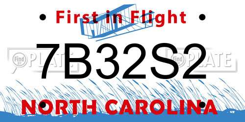 7B32S2 North Carolina License Plate