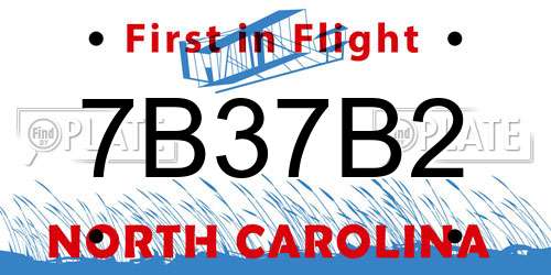 7B37B2 North Carolina License Plate