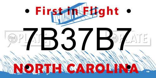 7B37B7 North Carolina License Plate