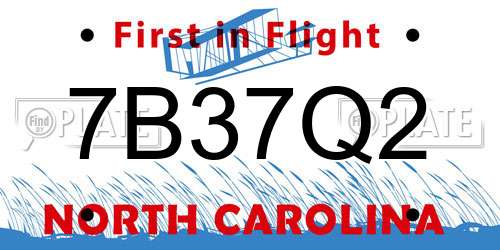 7B37Q2 North Carolina License Plate