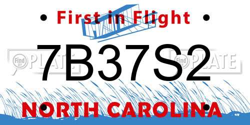 7B37S2 North Carolina License Plate