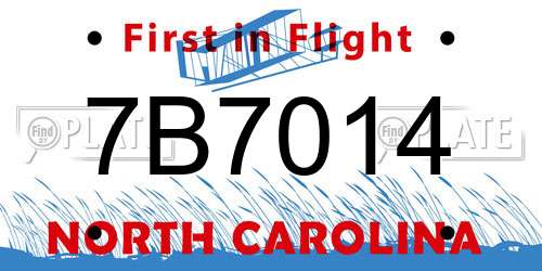 7B7014 North Carolina License Plate