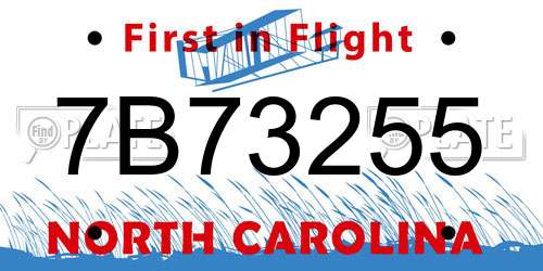 7B73255 North Carolina License Plate