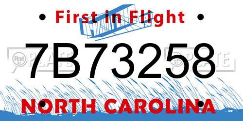 7B73258 North Carolina License Plate