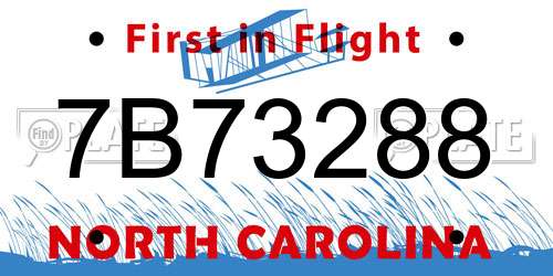 7B73288 North Carolina License Plate