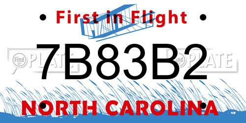 7B83B2 North Carolina License Plate