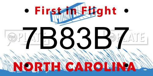 7B83B7 North Carolina License Plate