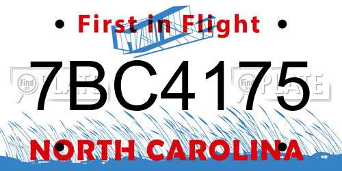 7BC4175 North Carolina License Plate