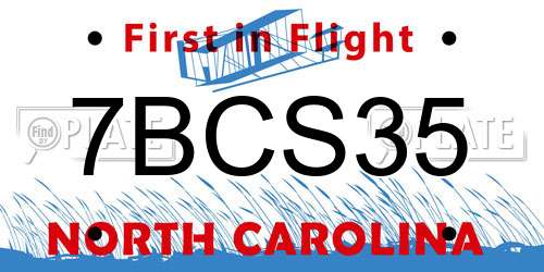 7BCS35 North Carolina License Plate
