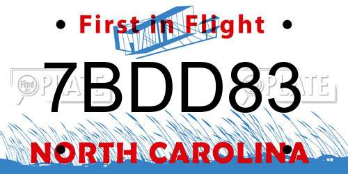 7BDD83 North Carolina License Plate
