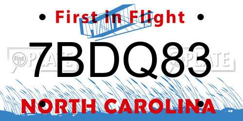 7BDQ83 North Carolina License Plate