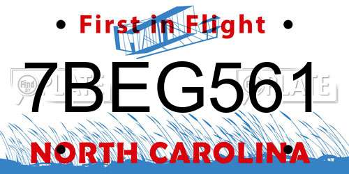 7BEG561 North Carolina License Plate
