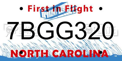 7BGG320 North Carolina License Plate