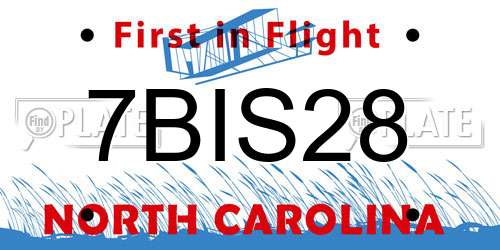7BIS28 North Carolina License Plate