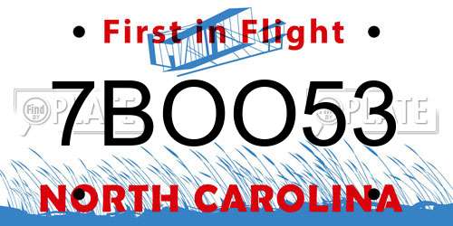 7BOO53 North Carolina License Plate