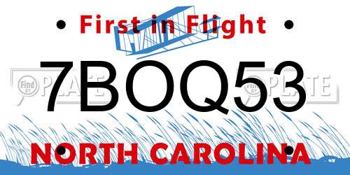 7BOQ53 North Carolina License Plate