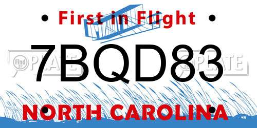 7BQD83 North Carolina License Plate