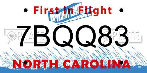 7BQQ83 North Carolina License Plate