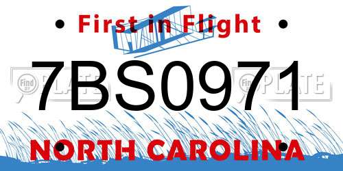 7BS0971 North Carolina License Plate