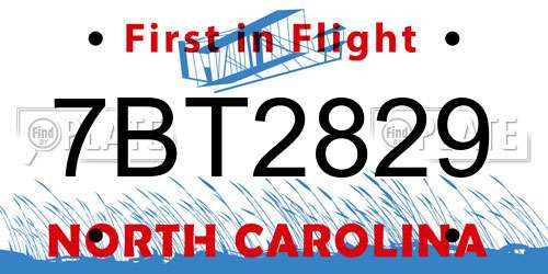 7BT2829 North Carolina License Plate