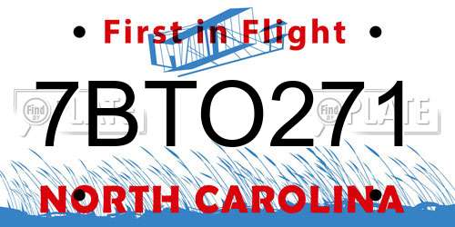 7BTO271 North Carolina License Plate