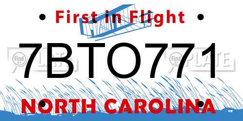 7BTO771 North Carolina License Plate
