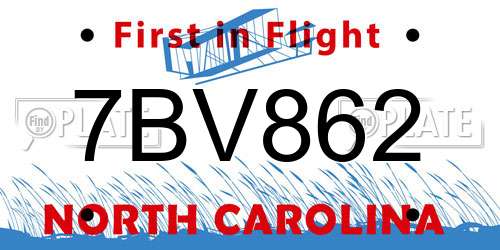 7BV862 North Carolina License Plate
