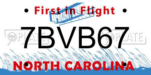 7BVB67 North Carolina License Plate