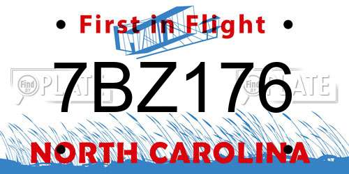 7BZ176 North Carolina License Plate