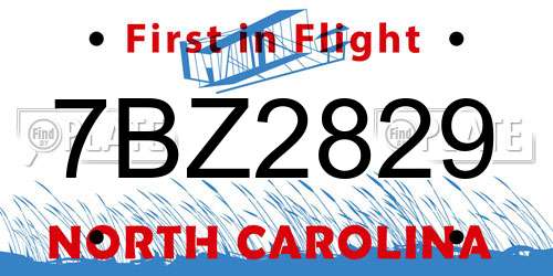 7BZ2829 North Carolina License Plate
