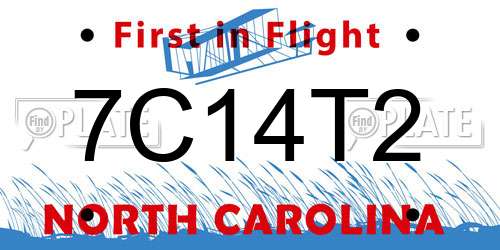 7C14T2 North Carolina License Plate