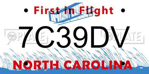 7C39DV North Carolina License Plate