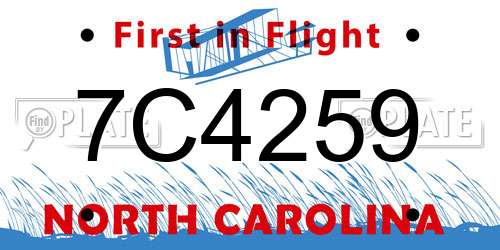 7C4259 North Carolina License Plate