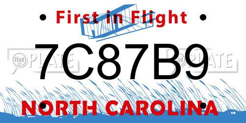 7C87B9 North Carolina License Plate