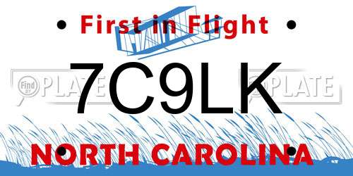 7C9LK North Carolina License Plate