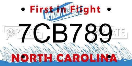 7CB789 North Carolina License Plate