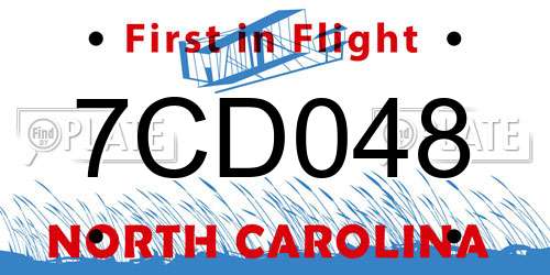 7CD048 North Carolina License Plate
