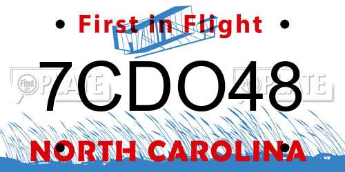 7CDO48 North Carolina License Plate