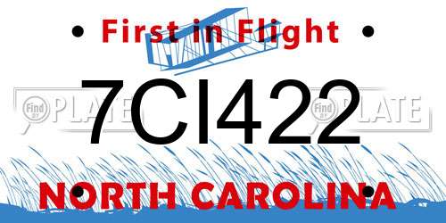 7CI422 North Carolina License Plate