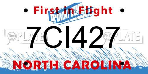 7CI427 North Carolina License Plate