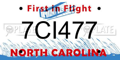 7CI477 North Carolina License Plate