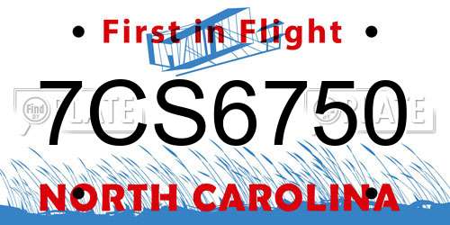 7CS6750 North Carolina License Plate