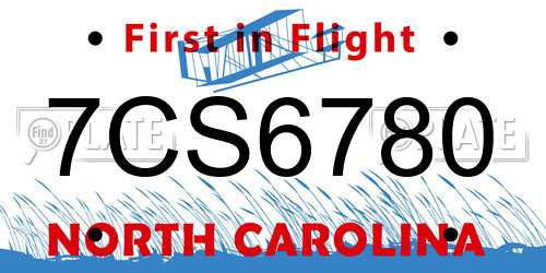 7CS6780 North Carolina License Plate